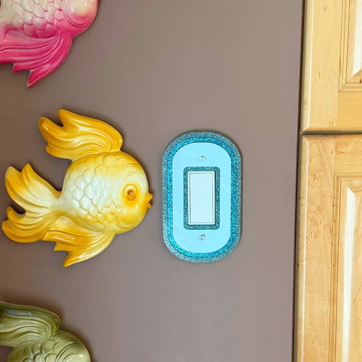 The Kitschy Cactus - Wholesale Light Switch Cover/Plate - Blue Glitter (rocker switch) - Light Switch Cover1