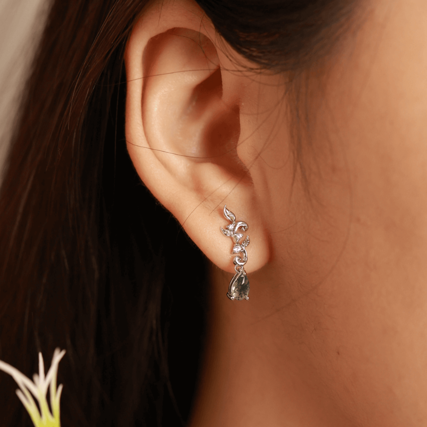 Azura Jewelry – Brincos de argola por atacado – Brincos de Ágata Foly Cascades Moss1