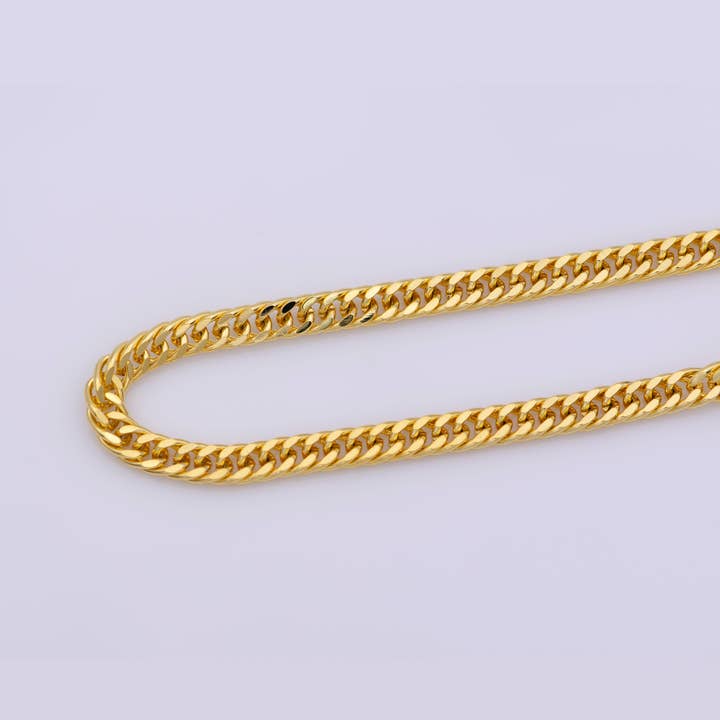 19.6Inch Curb Chain Necklace, 24K Curb Finished Chain For Jewelry Necklace Making, 4mm Width Curb Necklace w/Lobster Clasps | CN-774 for wholesale by Aim Eternal