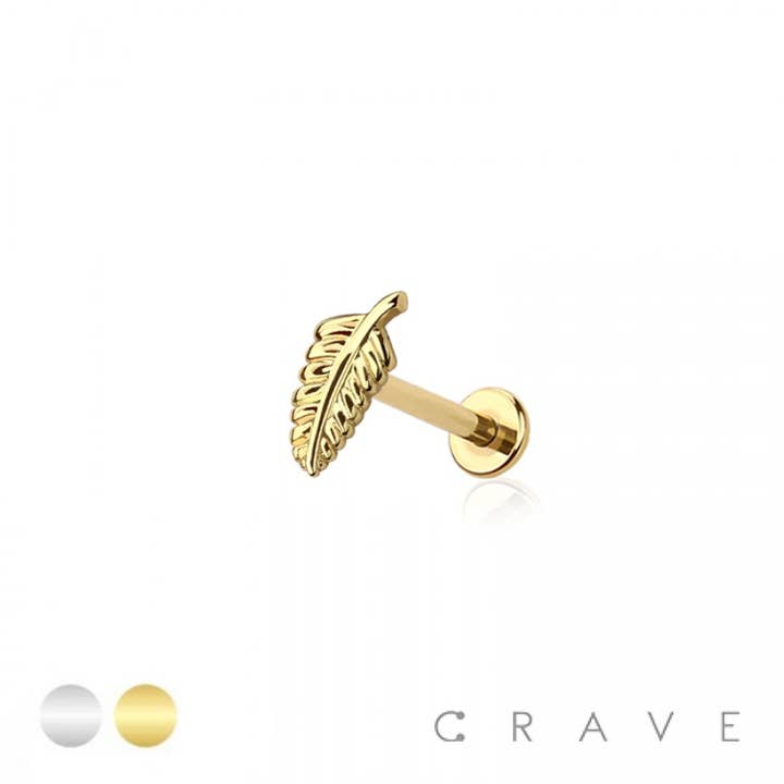 FEATHER QUILL PUSH IN TOP 316L SURGICAL STEEL LABRET SET for wholesale by CRAVE