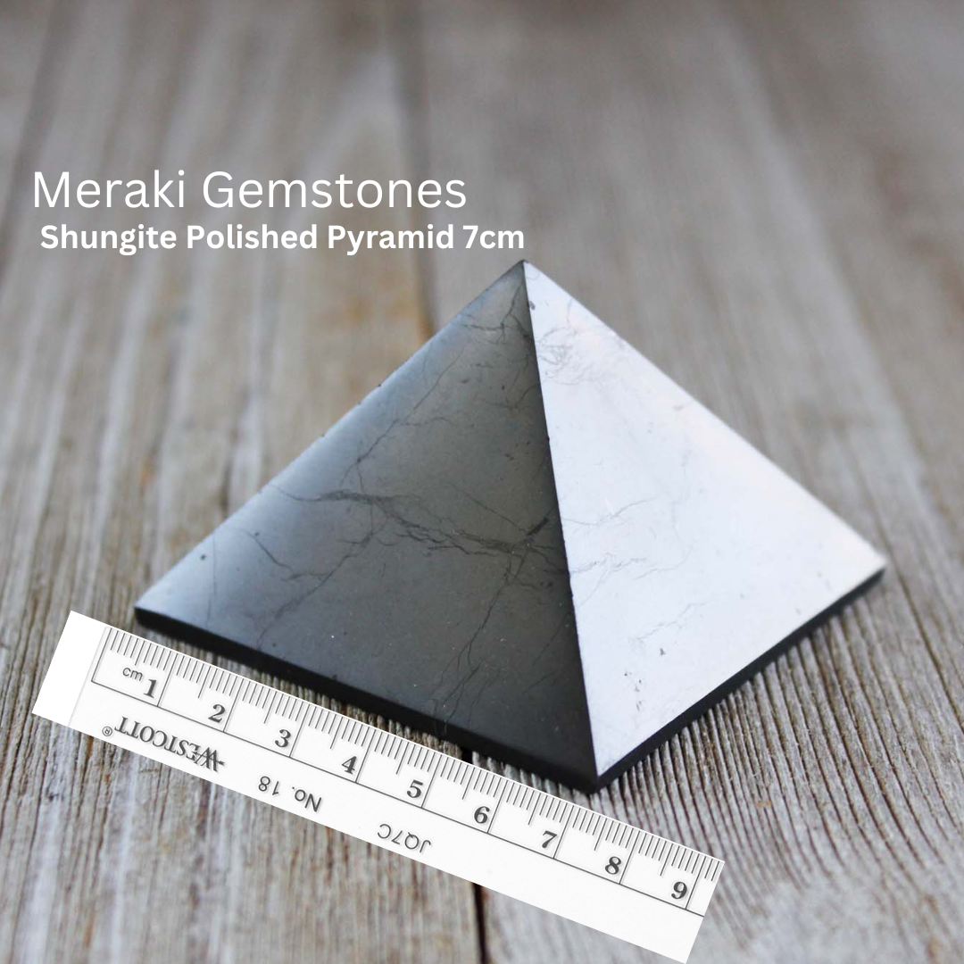 Meraki Gemstones - Wholesale Spiritual Stone/Crystal - Shungite Pyramid Polished 7cm0