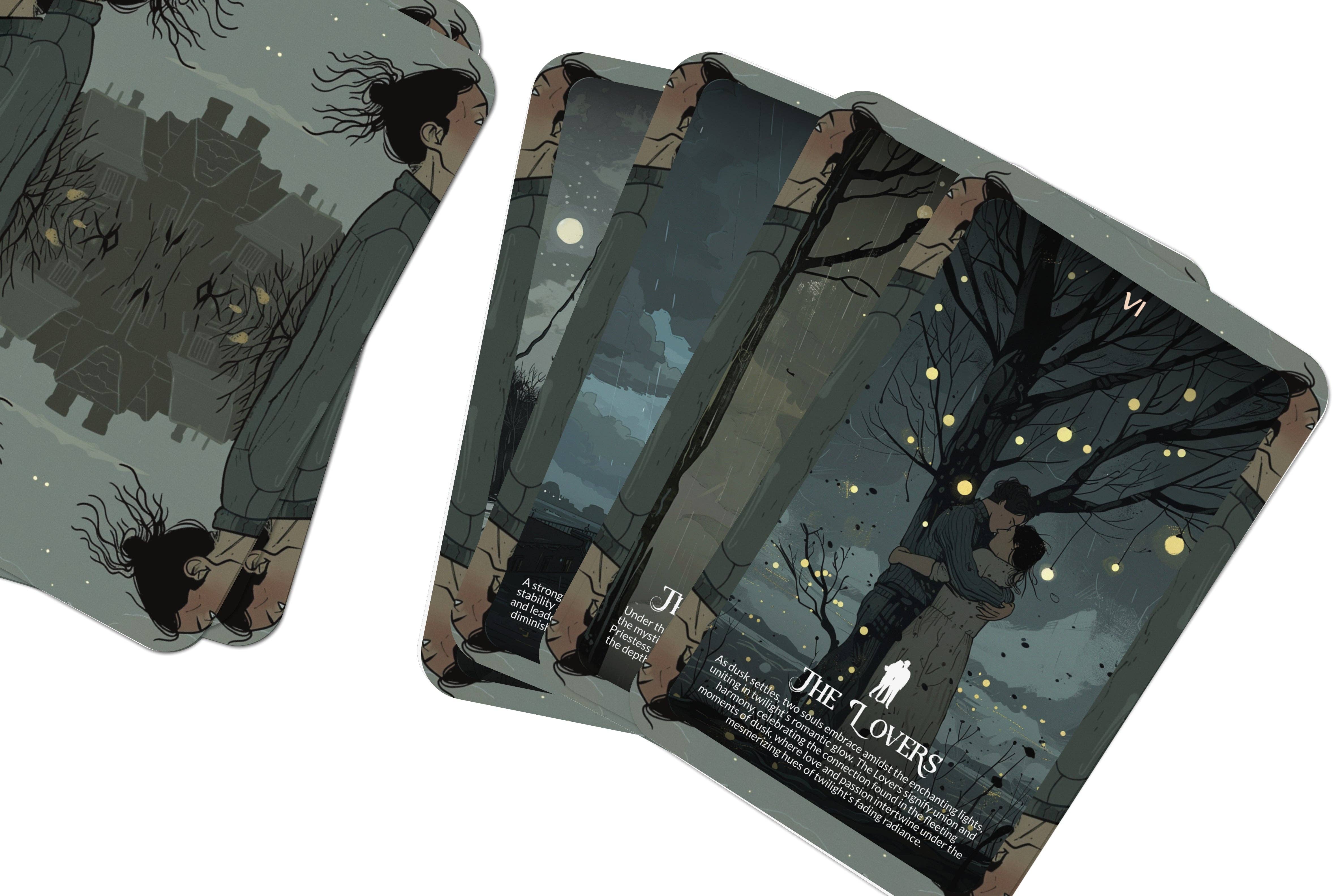 Ibiza Tarot USA – wholesale Tarot cards – The Lights of Dusk Tarot - 22 Major Arcana - A unique spiritual journey - Embracing the transitions and mysteries of twilight and dawn.6