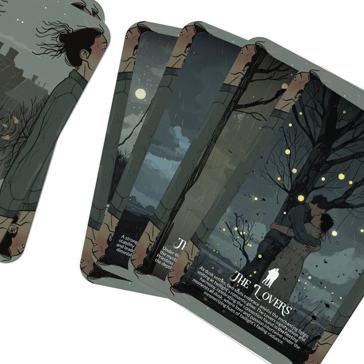 Ibiza Tarot USA – wholesale Tarot cards – The Lights of Dusk Tarot - 22 Major Arcana - A unique spiritual journey - Embracing the transitions and mysteries of twilight and dawn.6