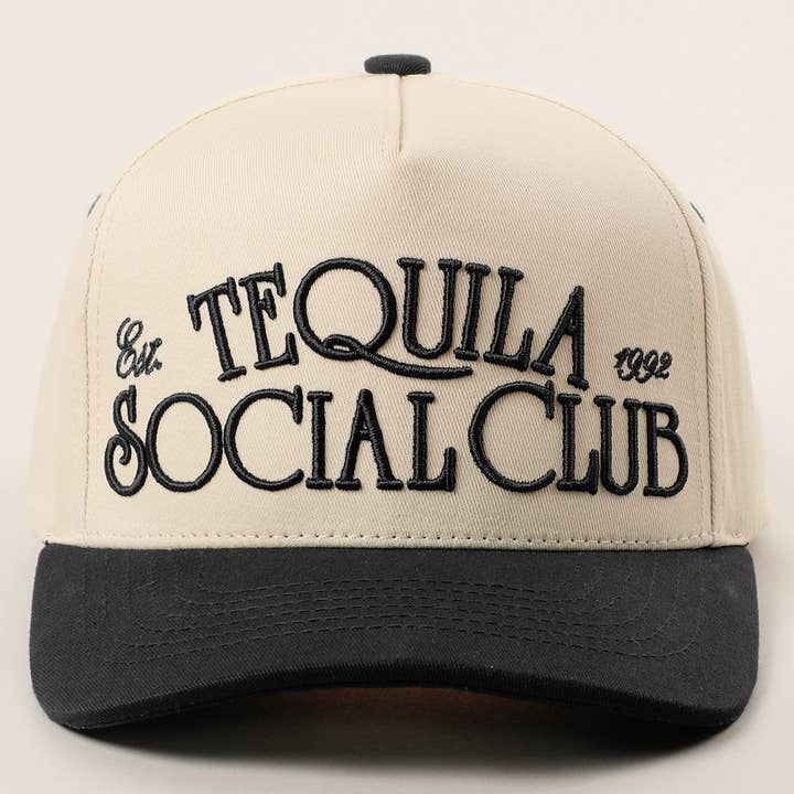 Fashion City - Wholesale Baseball Cap - Unisex - Tequila Social Club 3D Text Embroidery Two-Tone Trucker Hat4