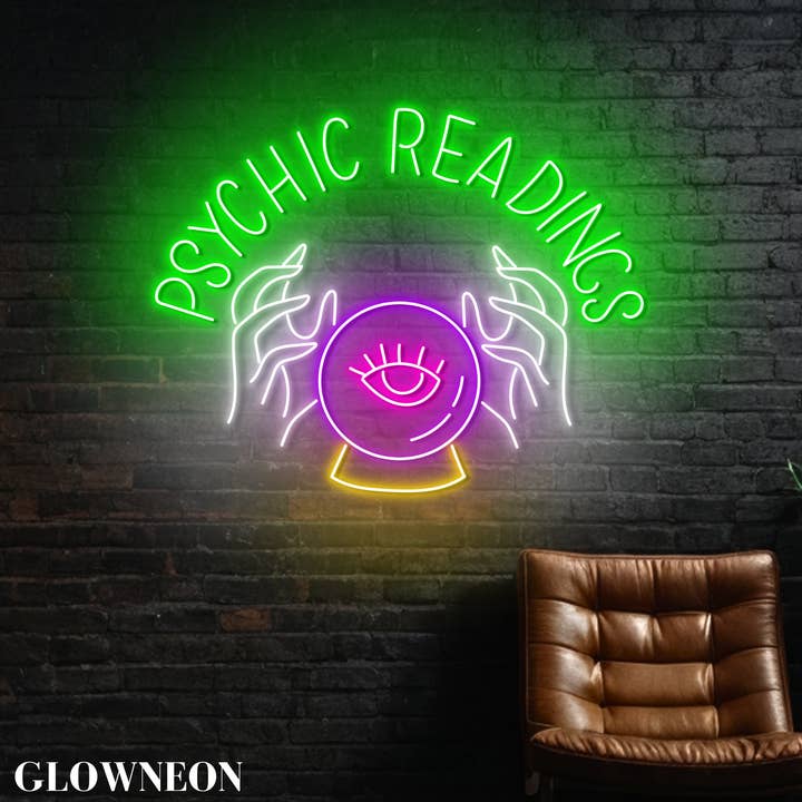 Glow Neon - Vente Enseignes néon - Lampe murale LED Psychic Readings, décor de lecteur de tarot psychique1