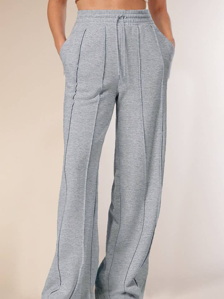High Waist Drawstring Wide Leg Sweatpants for wholesale by LA Society