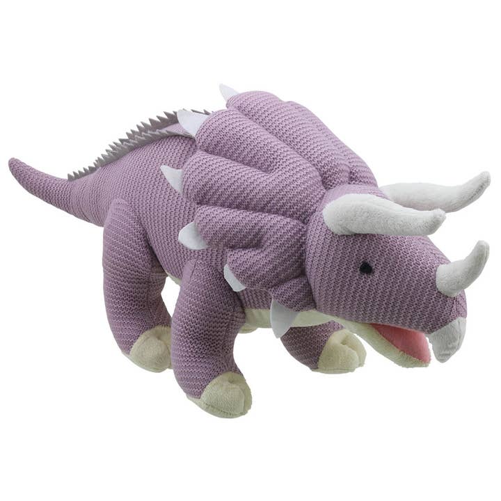 Triceratops (Lilás) - Grande - Wilberry Tricotado por atacado de The Puppet Company Ltd