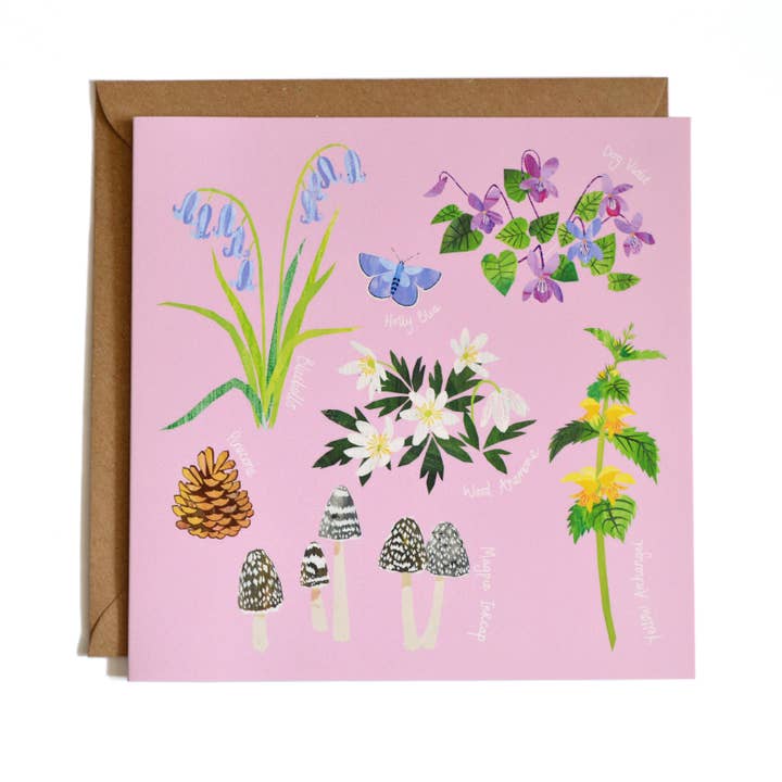 Woodland Flora Greetings Card for wholesale by Iona Shepherd Designs
