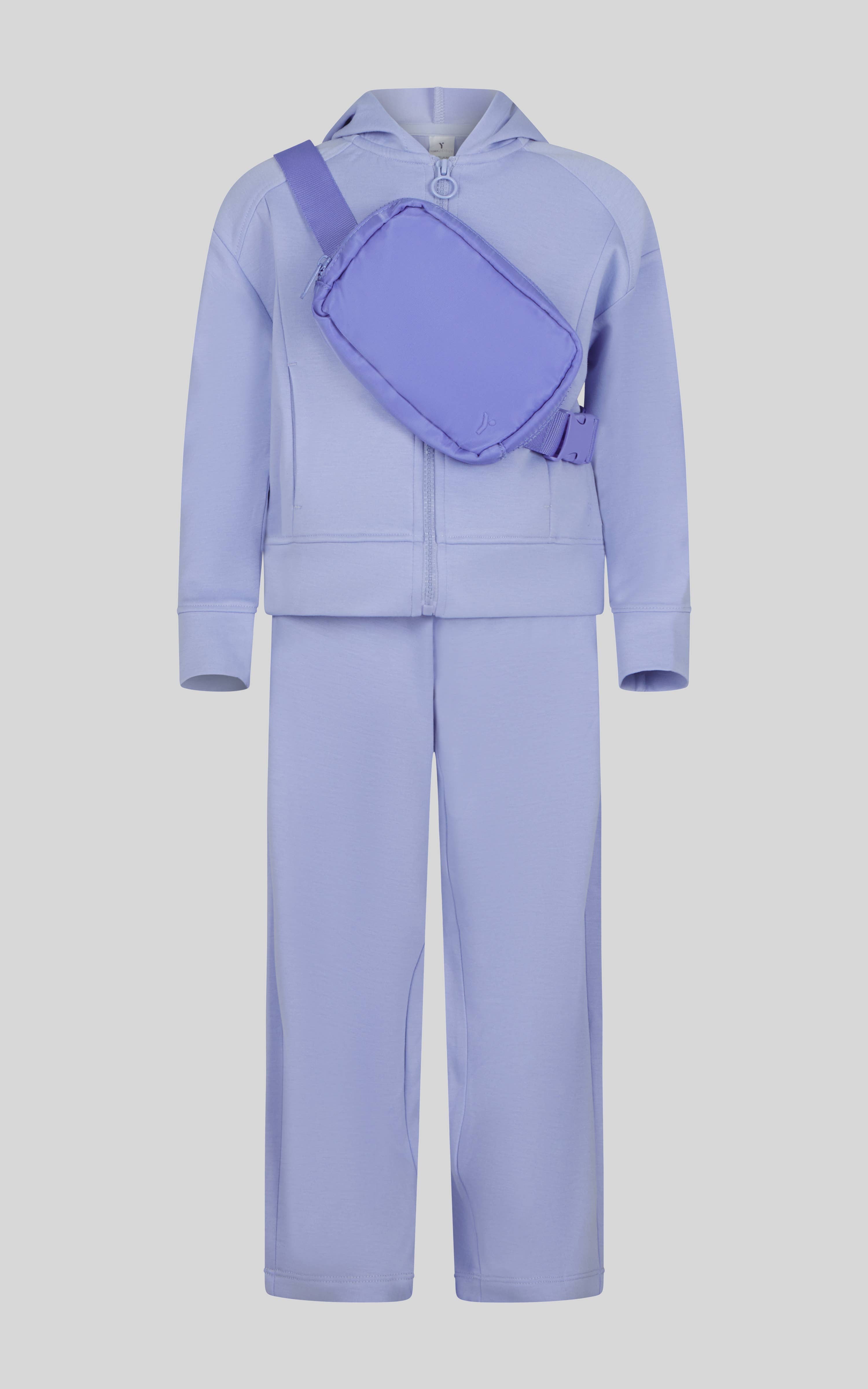 90 Degree by Reflex & Yogalicious - Wholesale Top & Pant Set - Kids - Little Girls Jacket, Wide Leg Pant, and Bag Set3