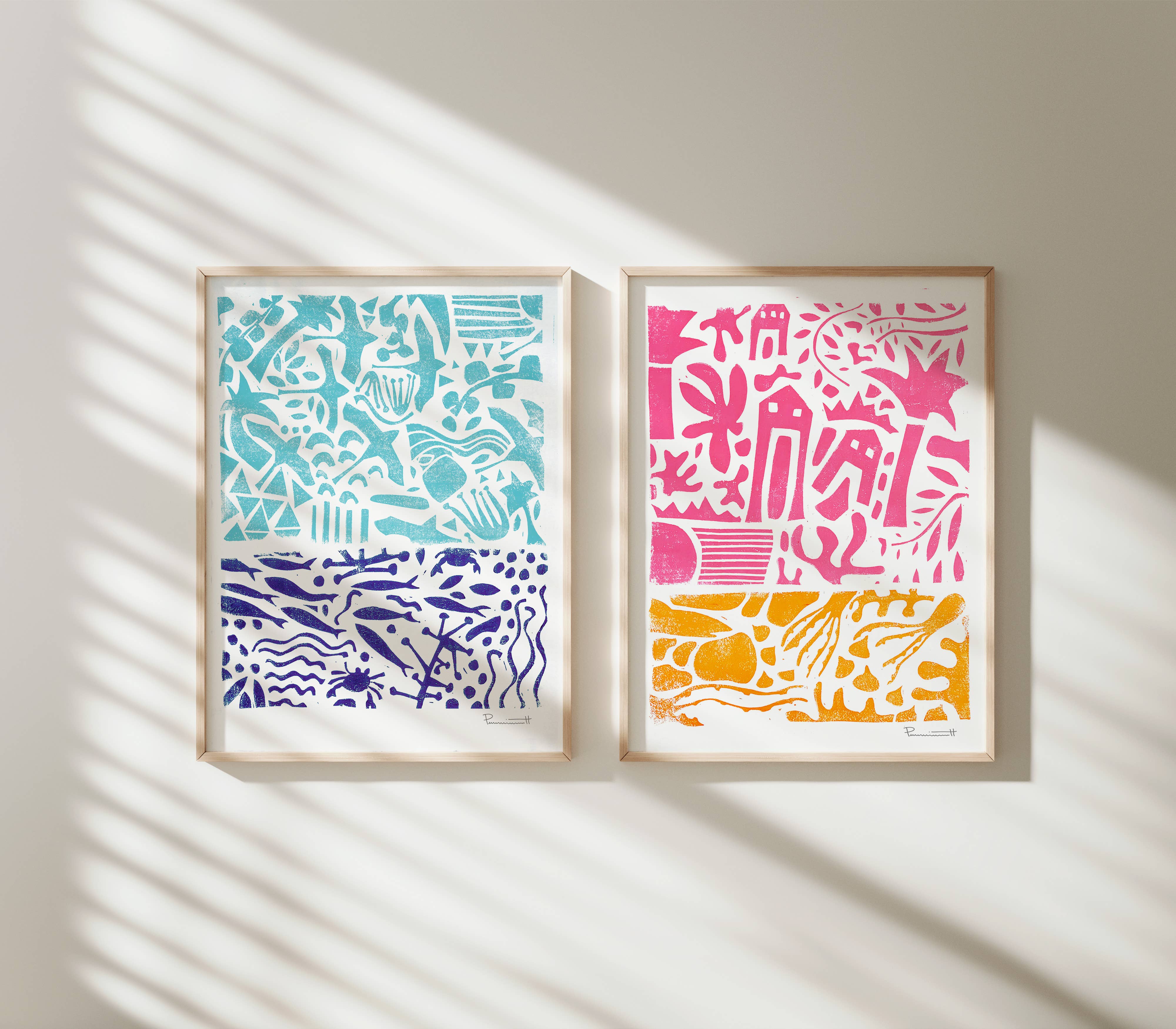 Valerie Perreault Studio - Wholesale Art Print - "Sunset" - Linocut Fine Art Print  1