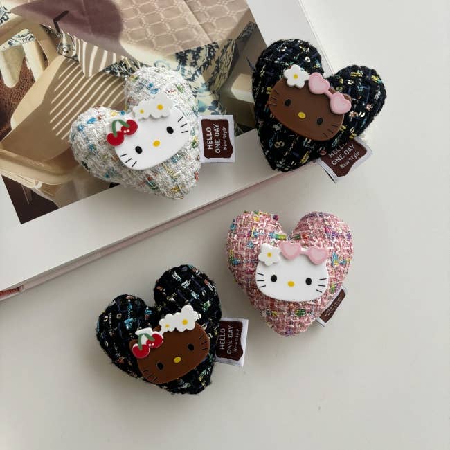 MOND HAUS - Wholesale Phone Grip - Tweety Phone Holder Kitty Face Tweed Heart Plush Charm