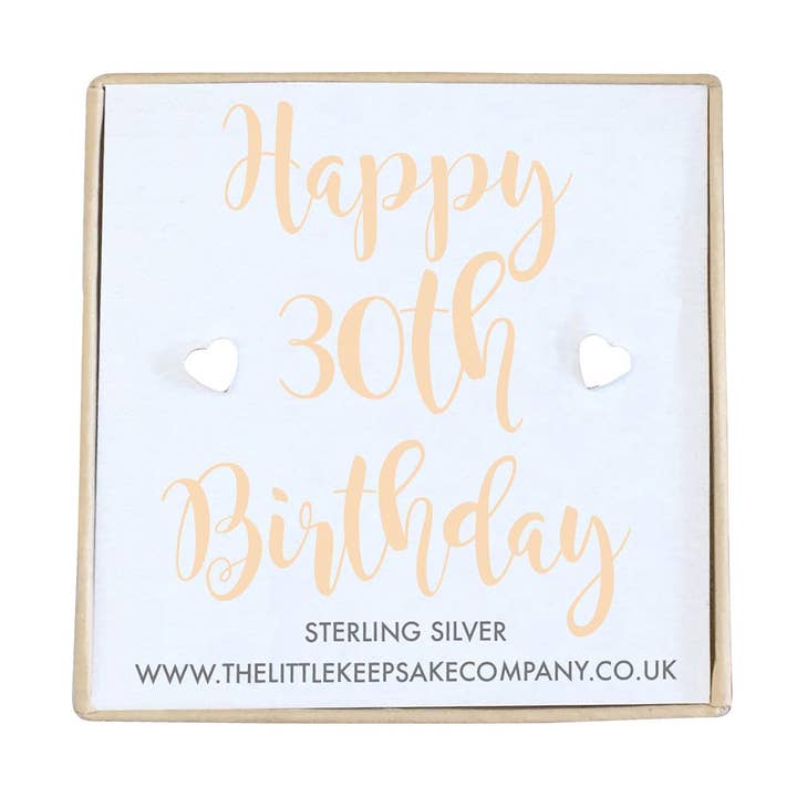 Boucles d'oreilles avec citation en argent sterling - Joyeux 30e anniversaire pour la vente par The Little Keepsake Company