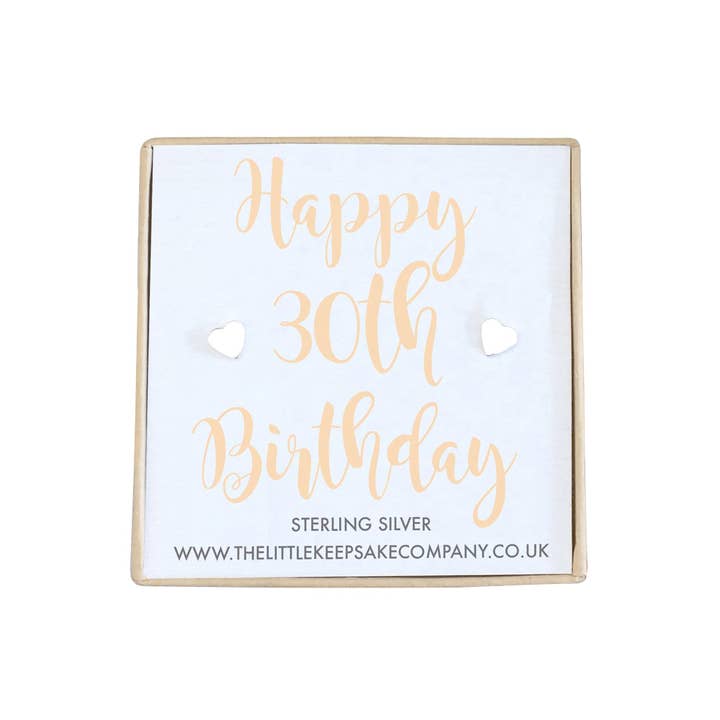 Sterling Silver Quote Earrings - Happy 30th Birthday for wholesale by The Little Keepsake Company