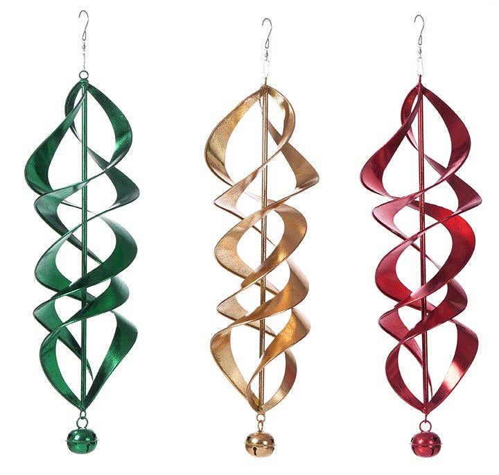 Will's Company - Wholesale Outdoor Ornament/Decor - Metal Garden Spinner Ornament - Green, Gold & Red, 2 options1