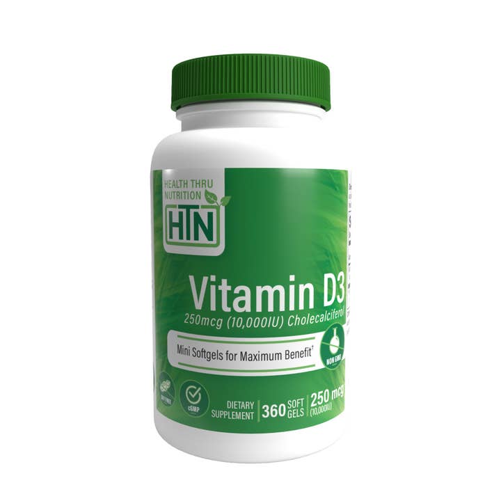 Vitamin D3 10.000iu (Non-GMO) 360 Softgels für den Großhandel von Health Thru Nutrition