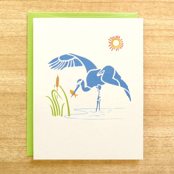 Heron Note Card for wholesale by INKLOSURES