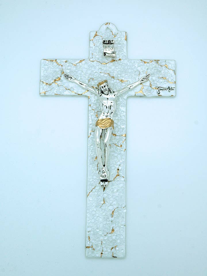IG2971 Italian Murano Glass Crucifix for wholesale by Contreras Designs