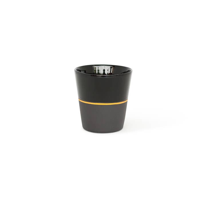 Ambit Beaker - Black / Saffron Yellow Line for wholesale by Sue Ure Maison