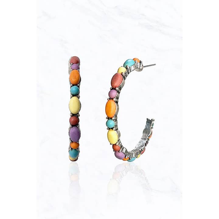 Suzie Q USA – wholesale Hoop-örhängen – 40MM, Semi äkta sten öppna änden Hoop-örhängen4