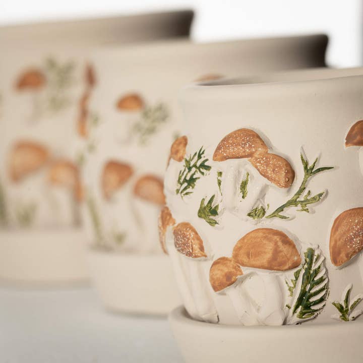 Sullivans Home Decor - Wholesale Plant Pot - Organic Mushroom Planter Set O
