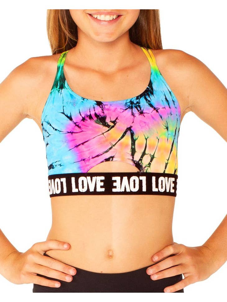 Wholesale Swirl Tie Dye Sports Bra w/ Love Elastic Band Girls One Size for  your store