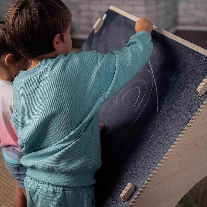 ShipItFurniture - Wholesale Wood Toy - Kids - Indoor Montessori Wooden and Waldorf Style Playhouse for Toddlers with Double Chalkboard Roof. Sturdy Play Set Structure for Children and Kids ECC Early Childhood Day Care, Preschool Playroom
