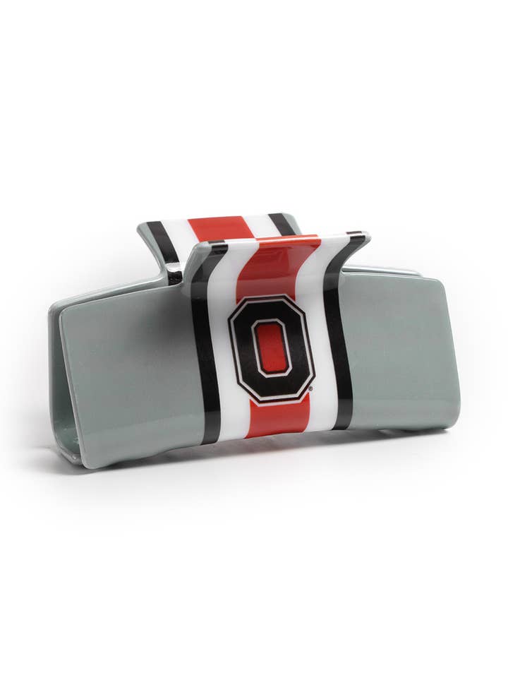 Ohio State® Eco Gray Helmet Stripe Block O - Logo Claw Clip for wholesale by BANDED