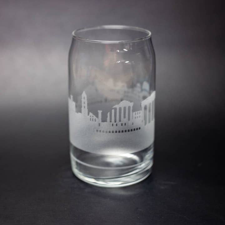 Tazza da caffè freddo Skyline di Atene, Grecia Skyline in lattina di vetro per la vendita all'ingrosso da parte di Urban & Etched