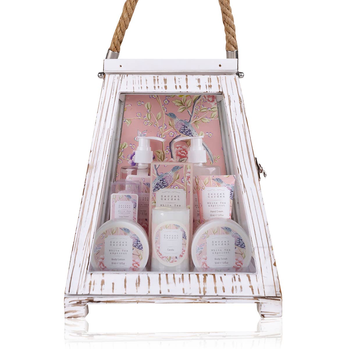 Accentra – Großhandel Bade- & Körperpflege-Set – Geschenkset Secret Garden in Holzlaterne für Frauen0