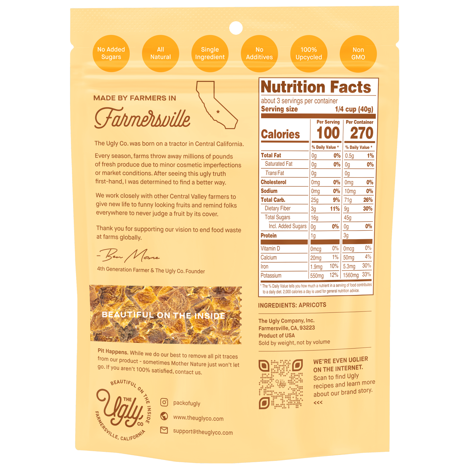 The Ugly Company - Wholesale Dried/Dehydrated Fruit - 4oz Dried and Diced Apricots1