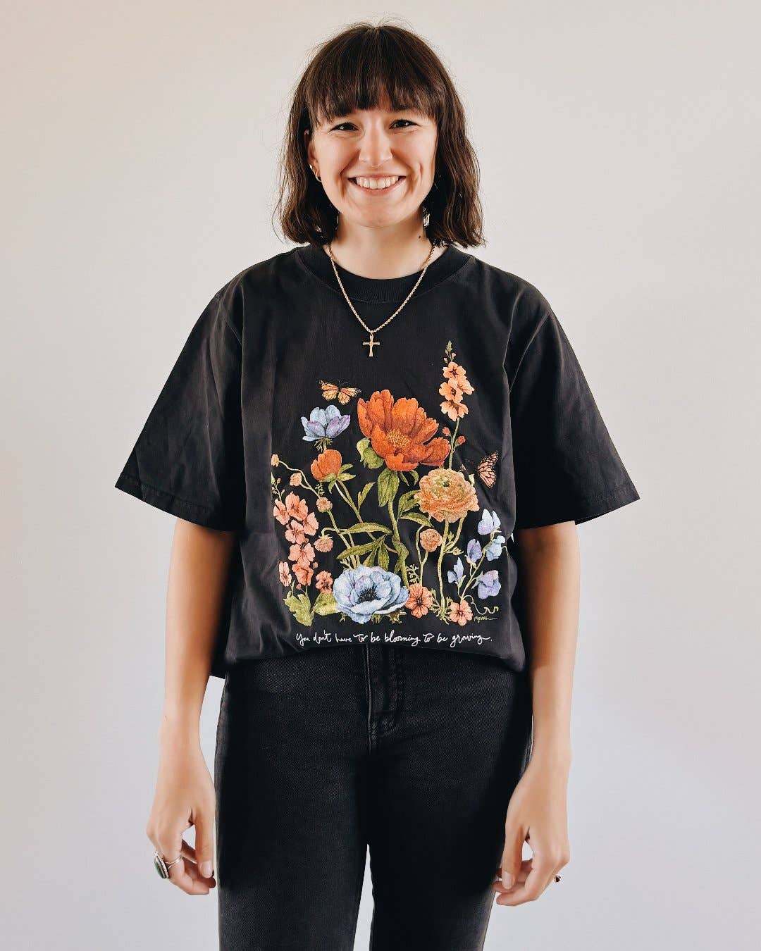GraceLaced by Ruth Chou Simons - Wholesale Screen Printed T-Shirt - Women's - You Don’t Have To Be Blooming To Be Growing T-Shirt5