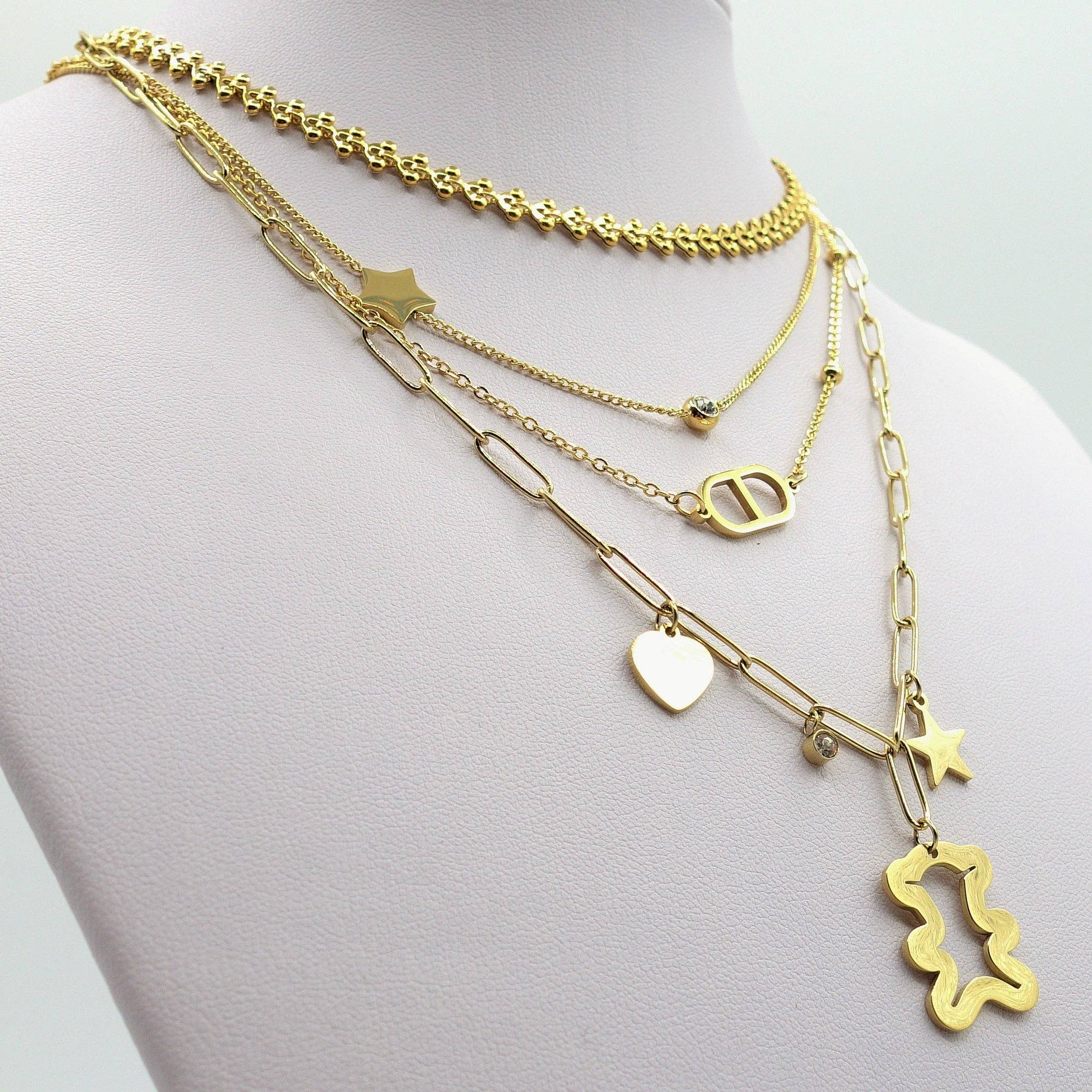 Daemon srls - Venta al por mayor Juegos de joyas - ELLIE ~ Conjunto de 3 collares combinados en acero inoxidable8