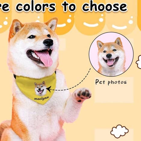 Personalized Dog Bandana, Dog Face Bandana with Name for wholesale by OJBKDesign