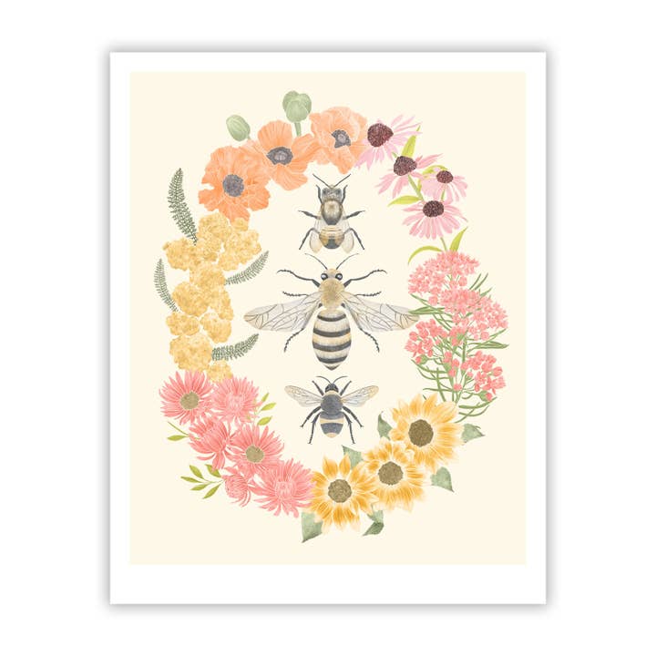 Wings of Freedom: Bees Fine Art Giclee Print for wholesale by Stacy Hsu Design & Illustration