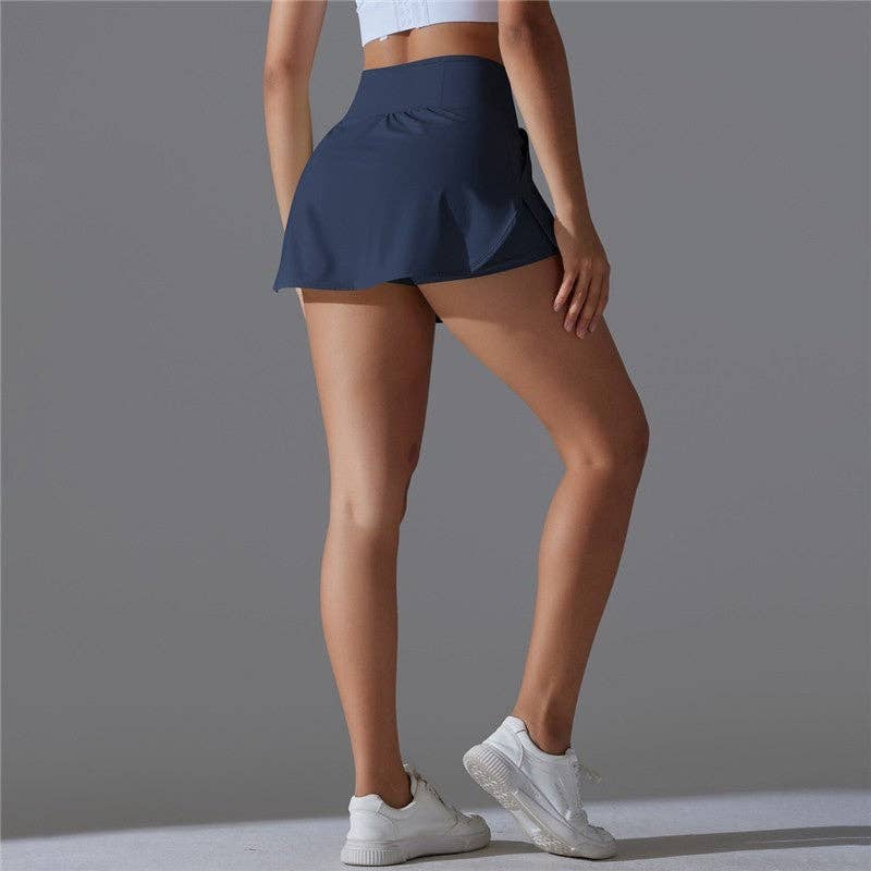 FurDecoration – wholesale Sportkjol – Dam – Enfärgad sportkjol med hög midja Faux tvådelad7