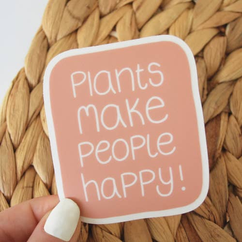 Plants Make People Happy Vinyl Sticker for wholesale by paigesillustrations