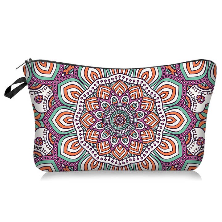 Tourtiwi - Wholesale Makeup/Cosmetic Bag - Boho Mandala Print Cosmetic Pouch,Flower Print Travel Pouch0