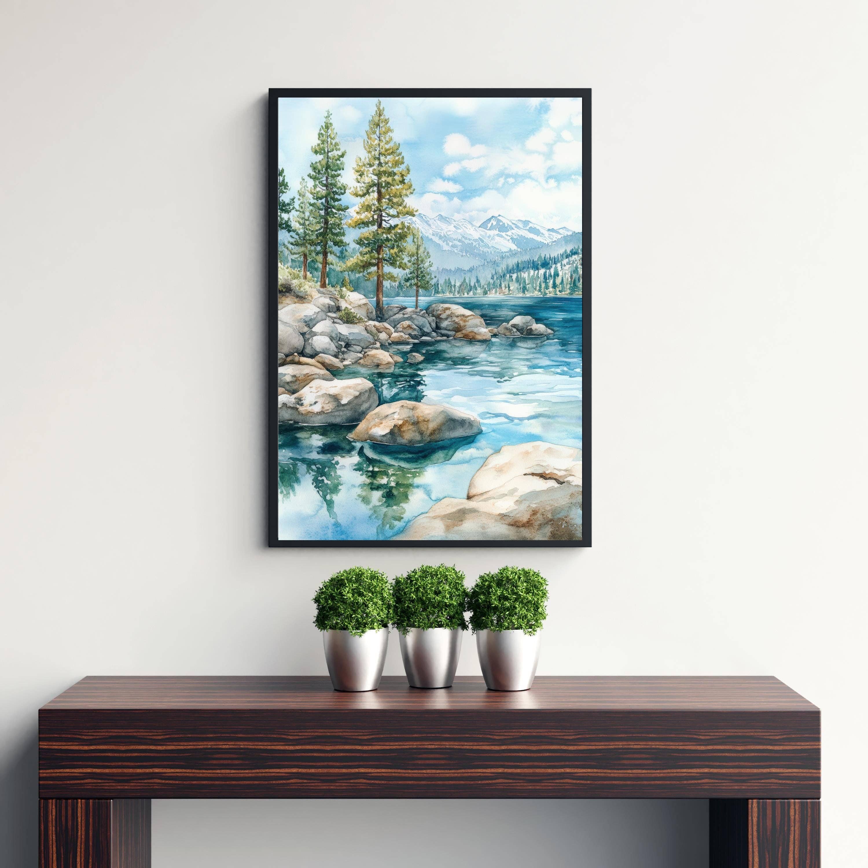 InkNPrintz – wholesale Art print – Lake Tahoe Watercolor Painting Lake Tahoe Landscape Art Watercolor Nature Poster Scenic Lake Tahoe Art Mountain Lake Decor8