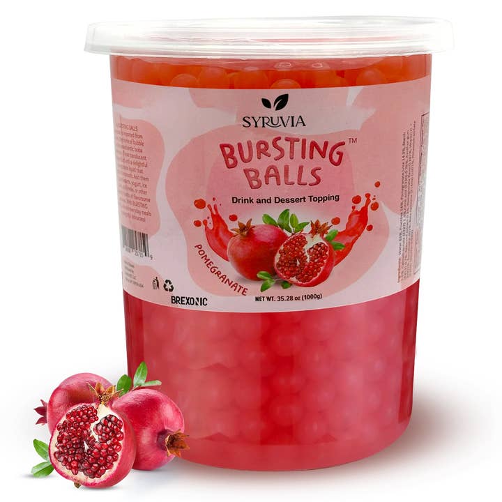 2 LB Pomegranate Flavored Popping Boba for wholesale by Syruvia