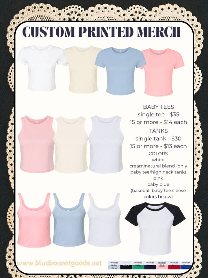 Skræddersyet Baby T-shirt for engroshandel hos Bluebonnet Goods