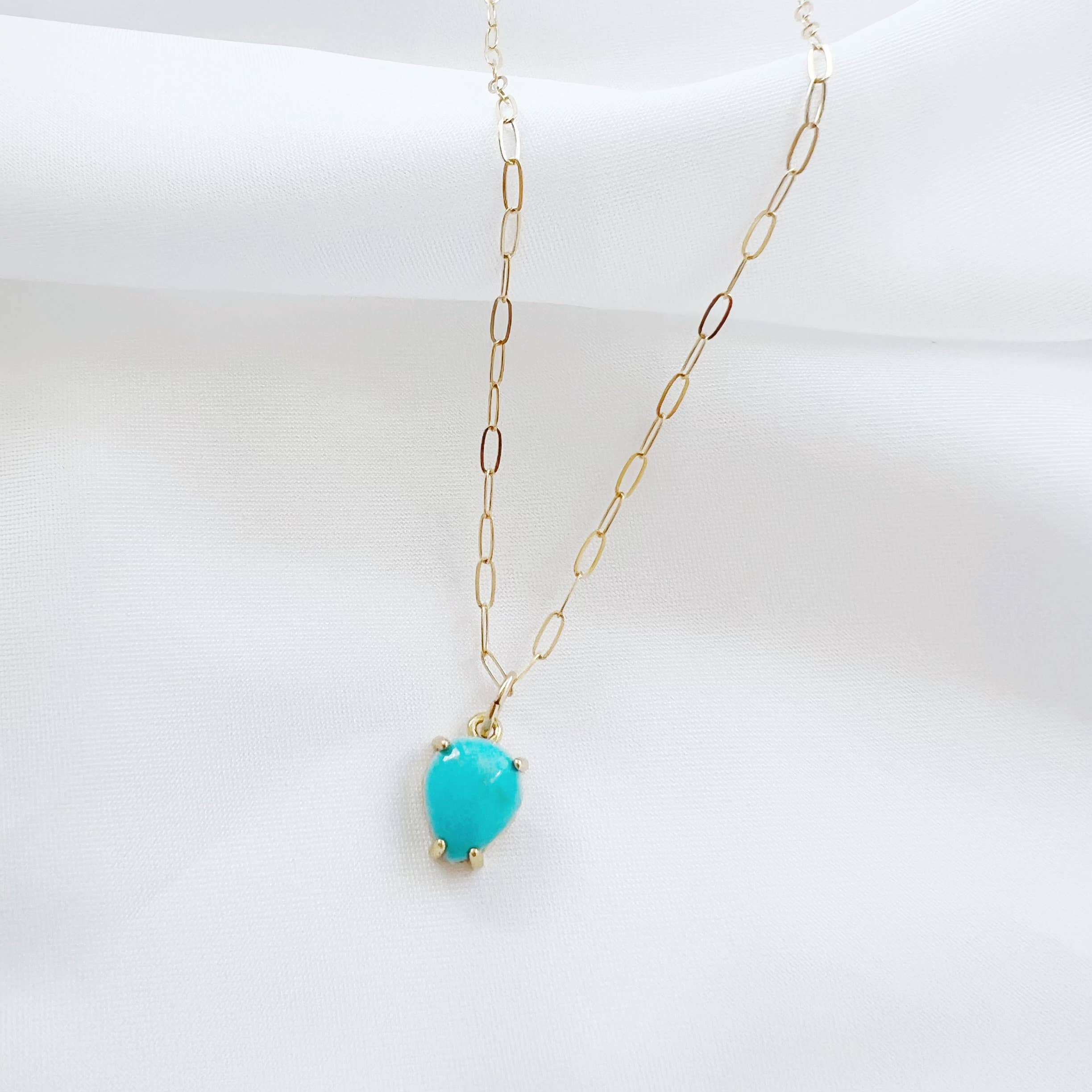 True by Kristy Jewelry - Wholesale Pendant/Charm Necklace - Carolina Turquoise Paperclip Necklace Gold Filled2