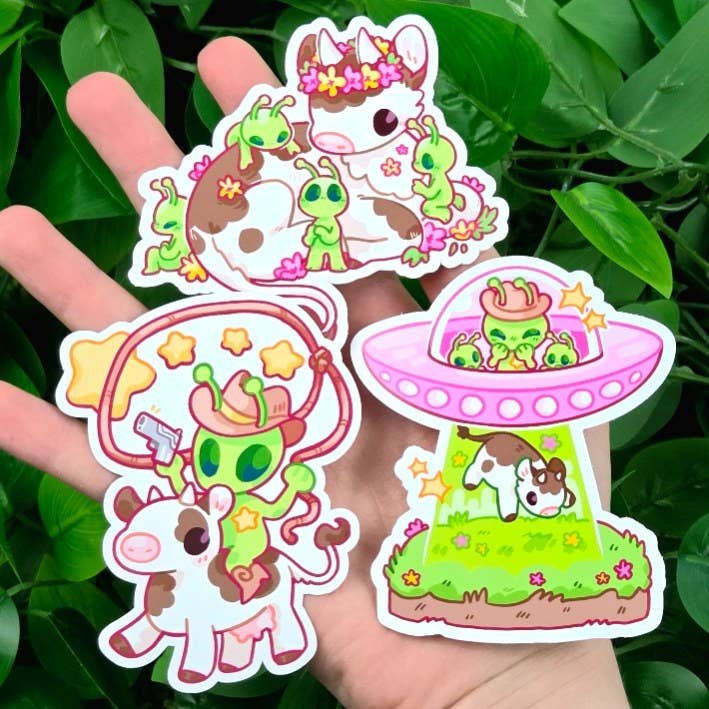 Schattige Cowboy Alien Stickers! voor wholesale door Milky Tomato
