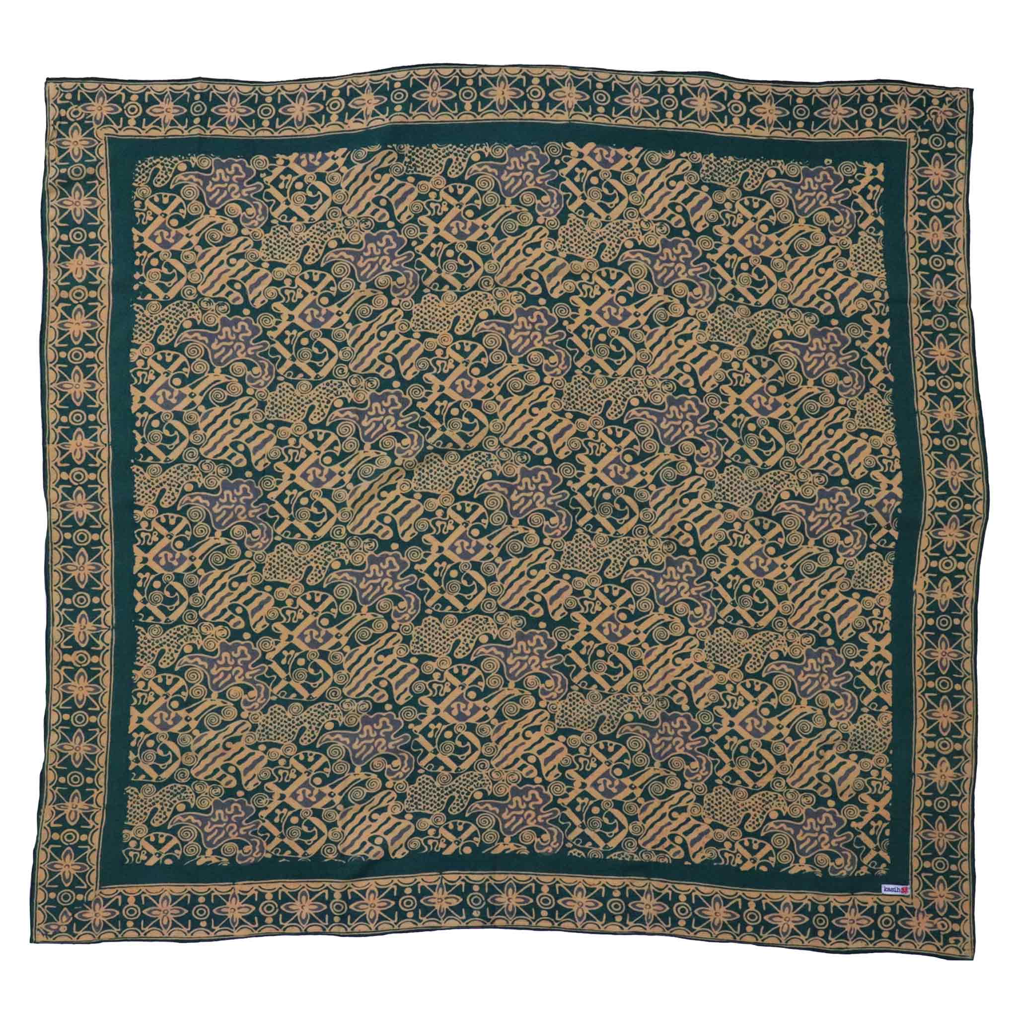 Kasih Co-op | Hand-dyed Fair Trade Batik Bandanas & Scarves - Wholesale Bandana - Women's - Large 39" Hand Dyed Batik Bandana, 100% Soft Cotton, Abstract Flowers, Teal, Patina Blue2