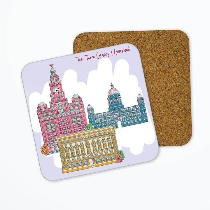 Three Graces, Liverpool Coaster for wholesale by Moo & Snip