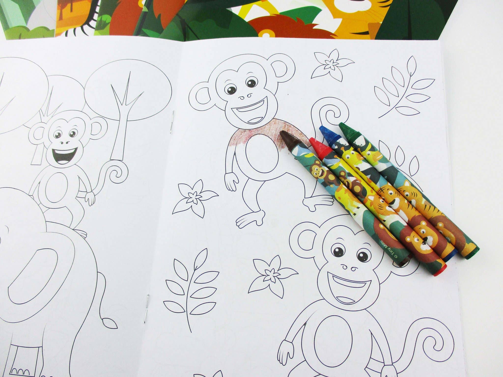 Tiny Mills – wholesale Målarbok - Barn och baby – Zoo Jungle Safari Djur Målarböcker med kritor Party2