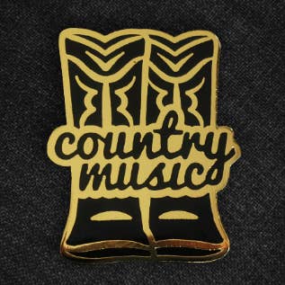 Cowboy Boots Enamel Pin - Black for wholesale by Rootin' Tootin' Tees