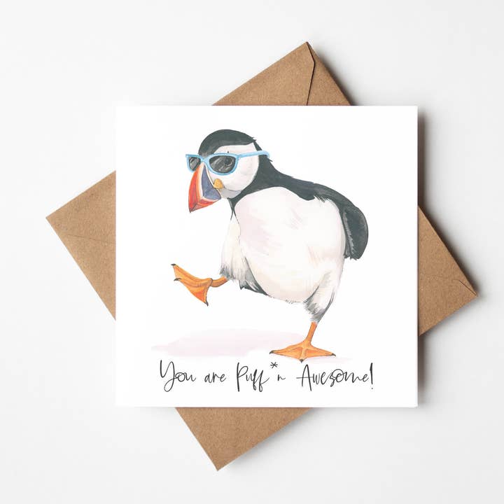 You are Puff*n Awesome!, Greeting Card for wholesale by By Antonia Illustration