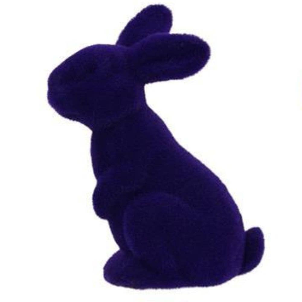 Trendy tree - Vente Figurine décorative - Lapin assis floqué de 11,5 po H x 7 po L, 6 assortis, violet, rose0