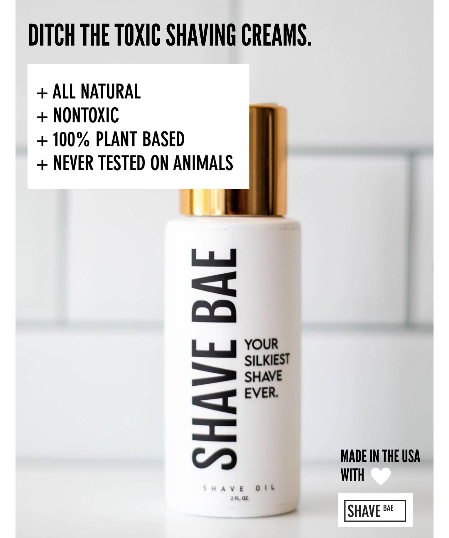 Shave Bae - Wholesale Shaving cream - Shave Bae - All natural shaving oil 2 OZ. TRAVEL SIZE
