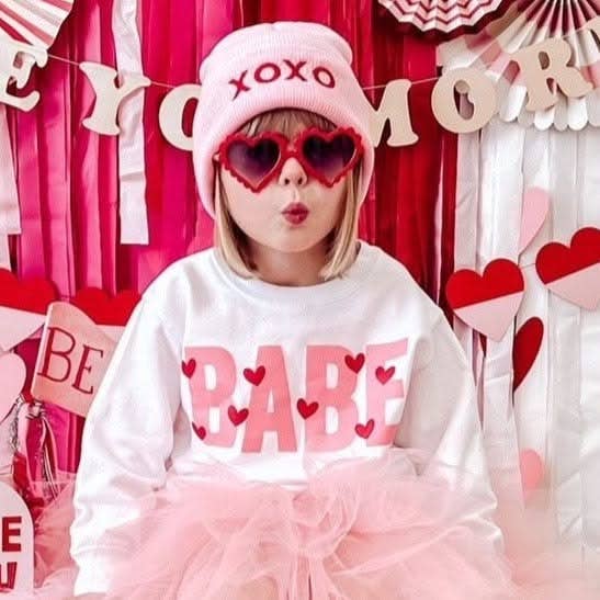 Babe - Mini Hearts - Child Sweater for wholesale by Little Mama Shirt Shop